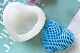 Molde silicona corazon con textura segrinado